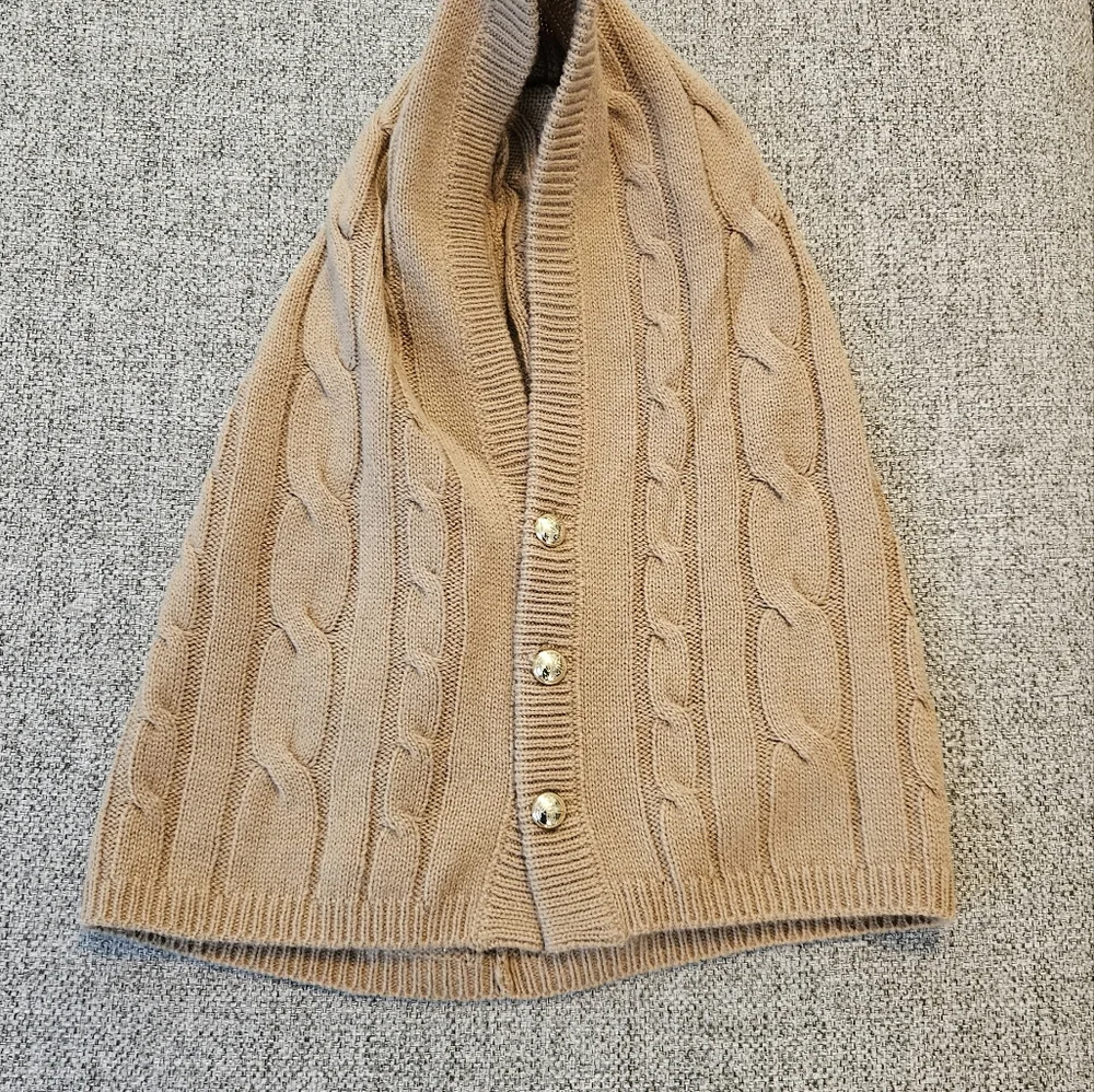 Micheal kors Dog Wrap Sweater Large Pets Tan/Gold Buttons